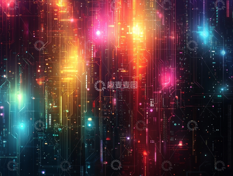 高清大图下载【趣麦麦图】炫彩科技感光线背景