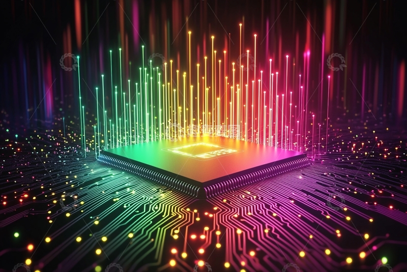 高清大图下载【趣麦麦图】彩虹光束芯片