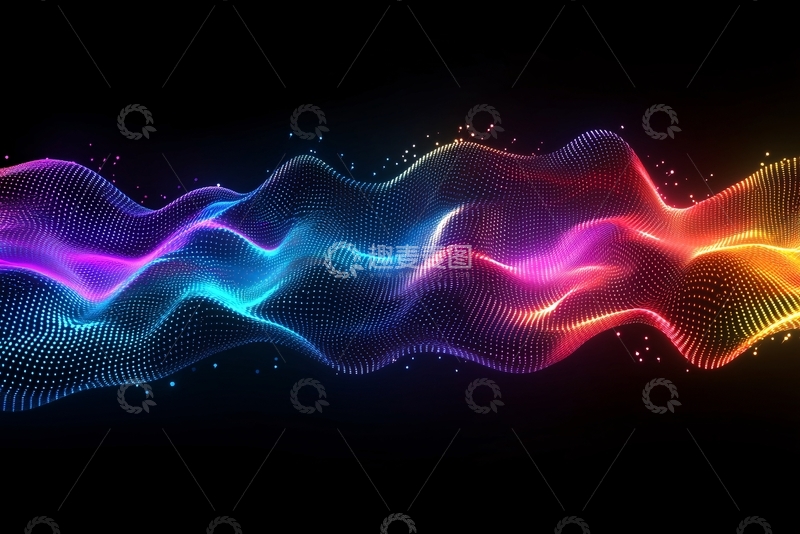 高清大图下载【趣麦麦图】炫彩粒子波浪