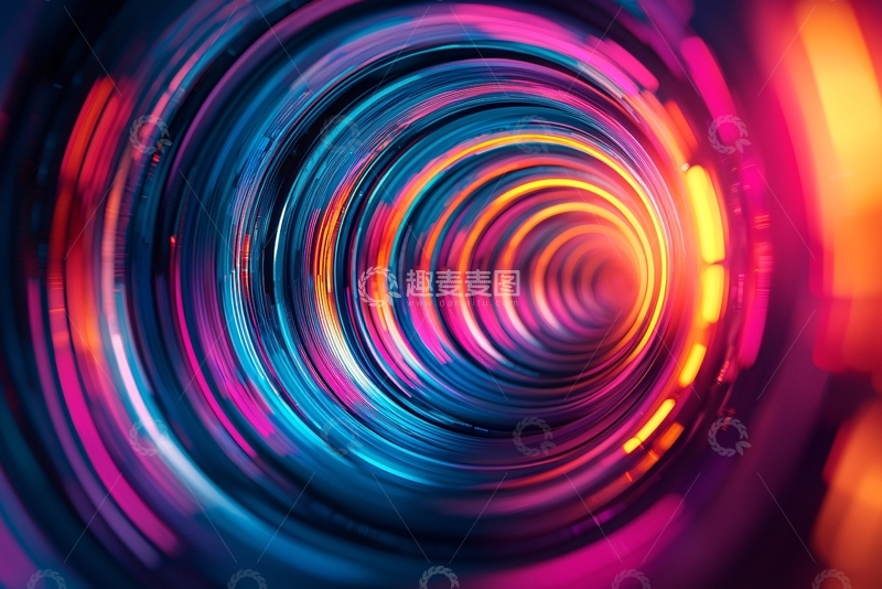 高清大图下载【趣麦麦图】彩色圆圈隧道