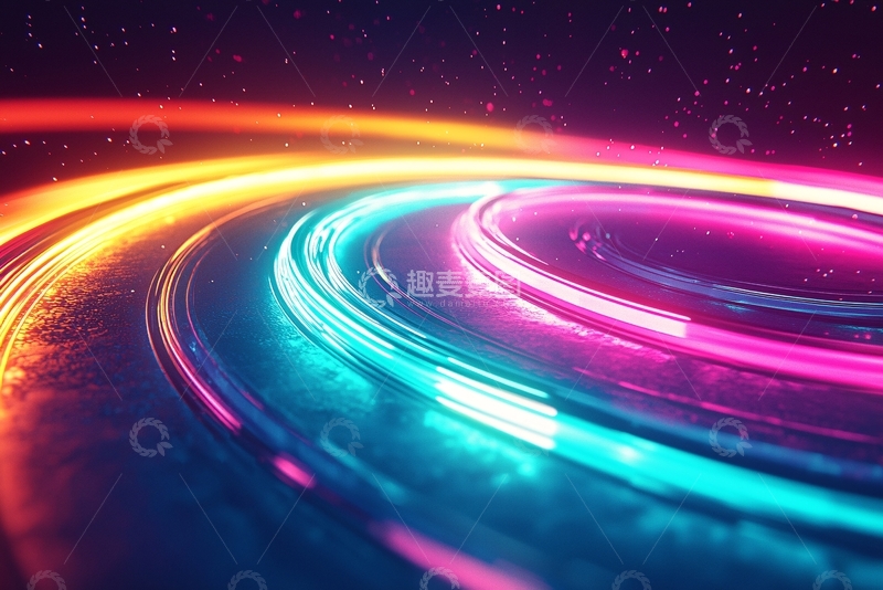 高清大图下载【趣麦麦图】彩色光线轨迹夜空背景