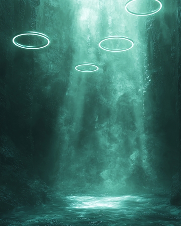 绿光环绕的幽暗山洞