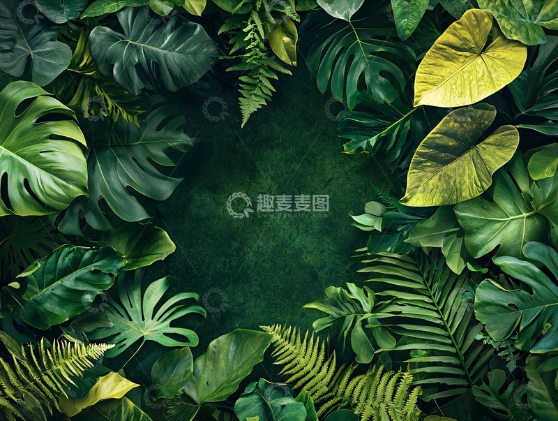 高清大图下载【趣麦麦图】热带雨林植物背景图