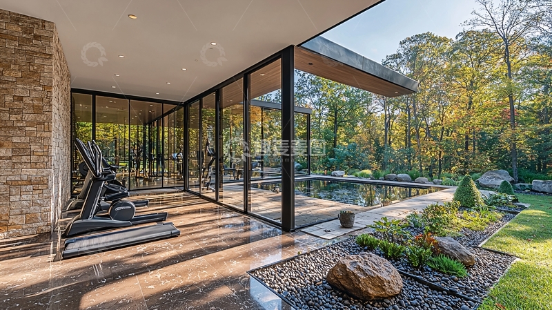 高清大图下载【趣麦麦图】现代别墅室内健身房