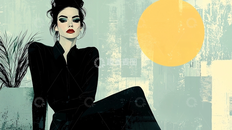 高清大图下载【趣麦麦图】黑色服装时尚女郎