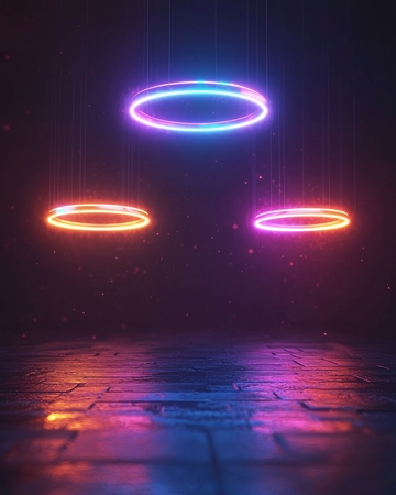 黑暗背景霓虹灯环