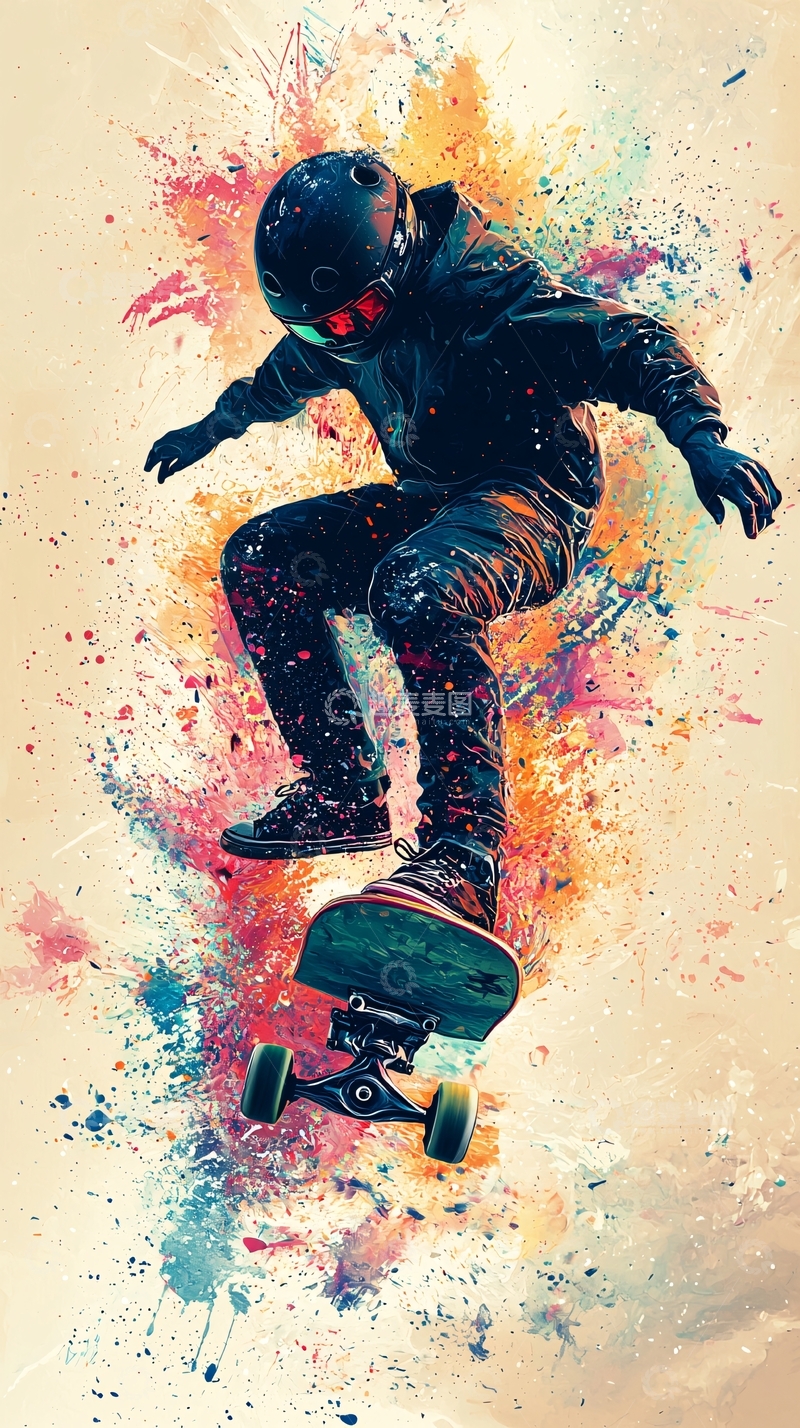 高清大图下载【趣麦麦图】炫酷滑板少年