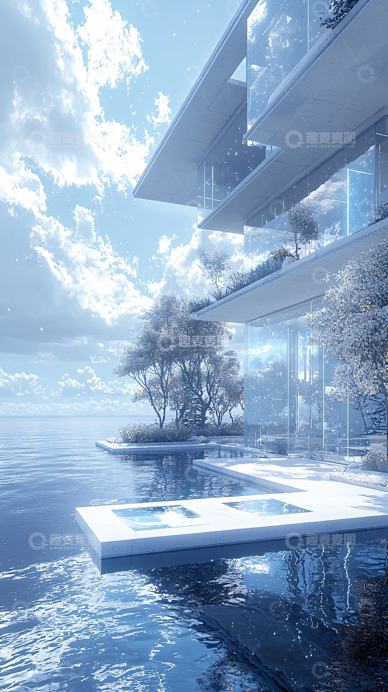 高清大图下载【趣麦麦图】现代海景别墅17