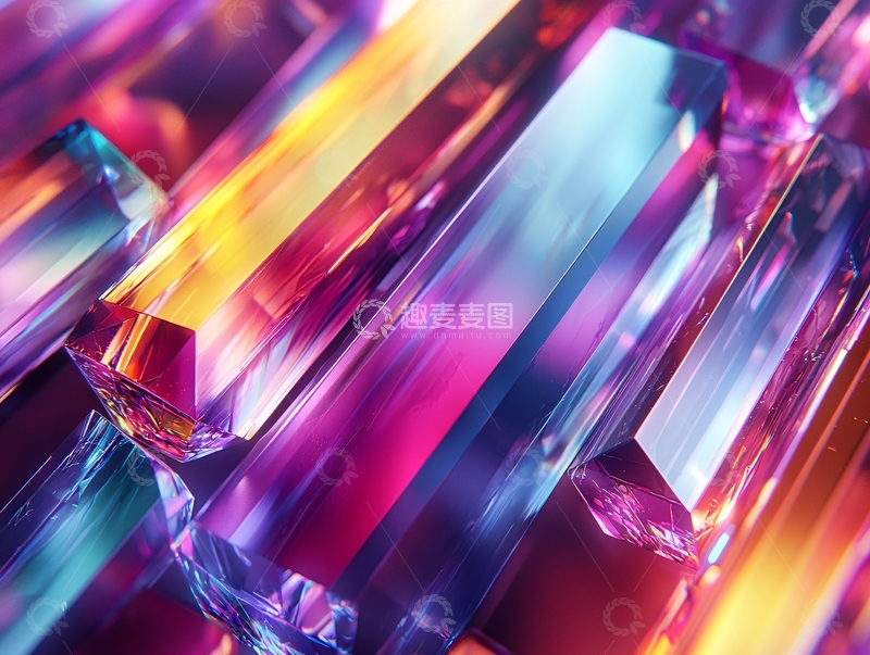高清大图下载【趣麦麦图】彩色宝石柱状晶体