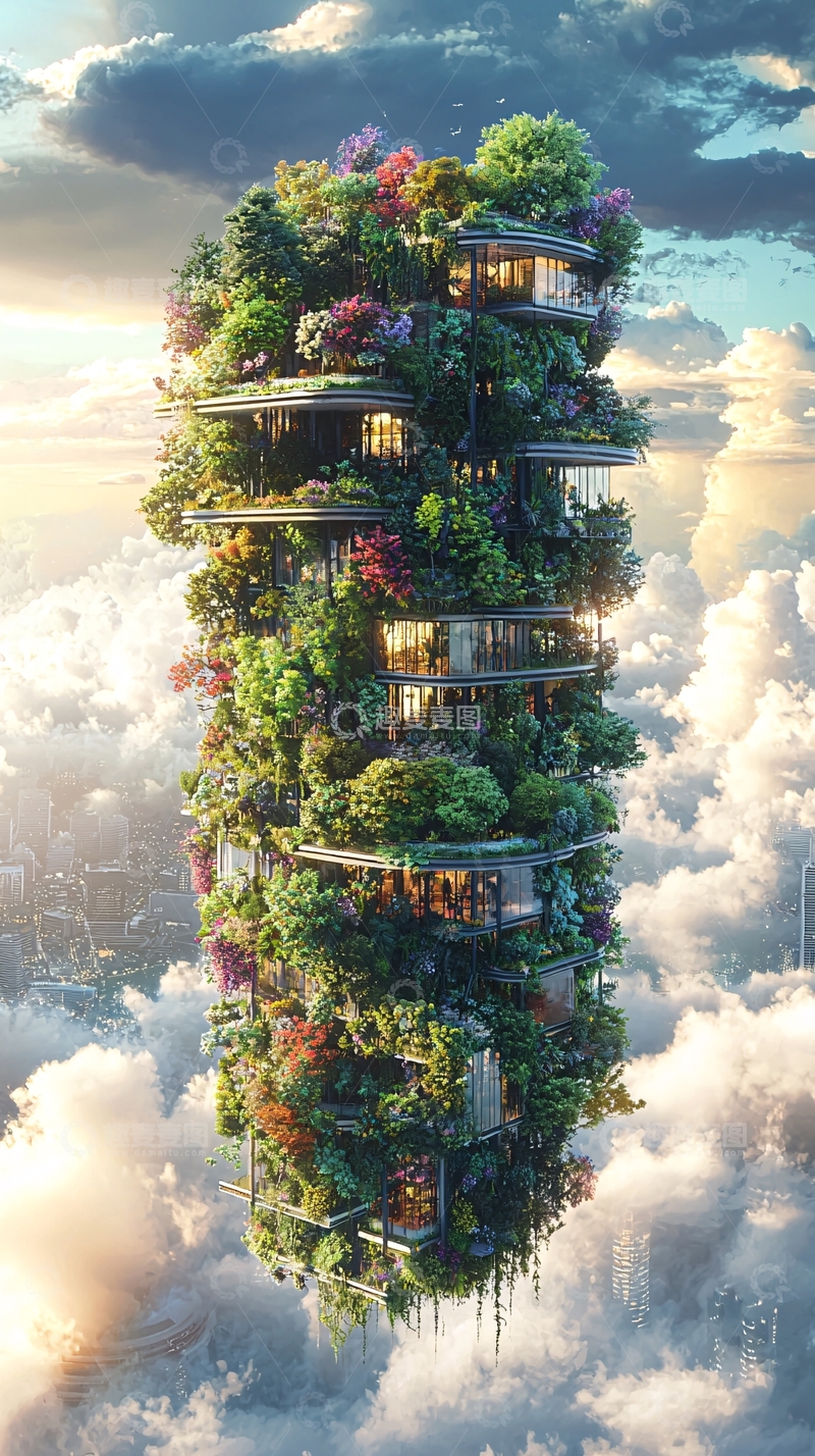 高清大图下载【趣麦麦图】云端垂直花园