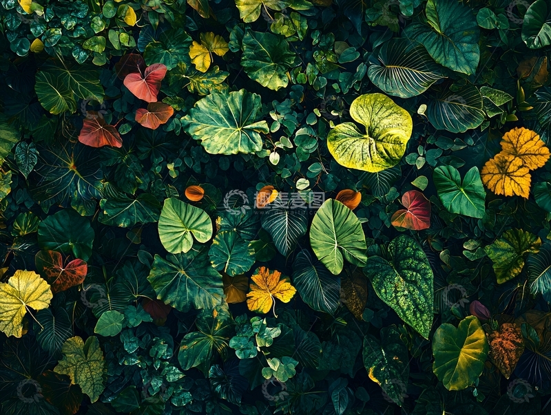 高清大图下载【趣麦麦图】茂盛的绿色叶片特写