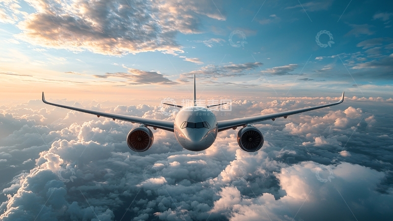 高清大图下载【趣麦麦图】-飞机云层日出