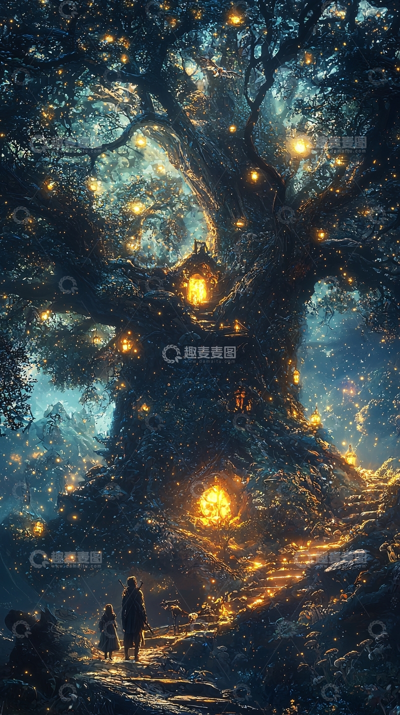 高清大图下载【趣麦麦图】梦幻森林树屋