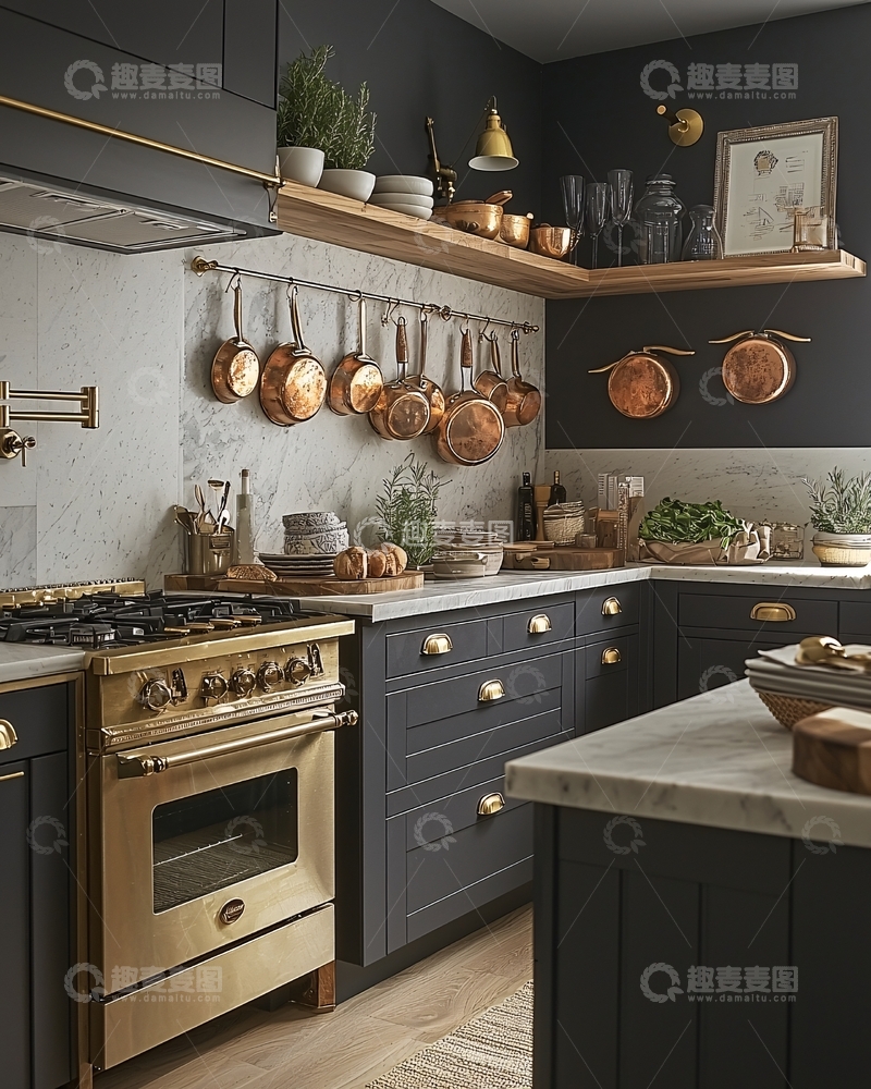 高清大图下载【趣麦麦图】暗色系复古厨房