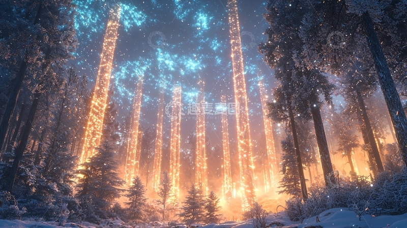 高清大图下载【趣麦麦图】光柱森林