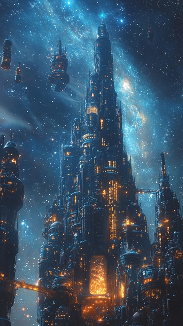 宇宙星河中的高塔