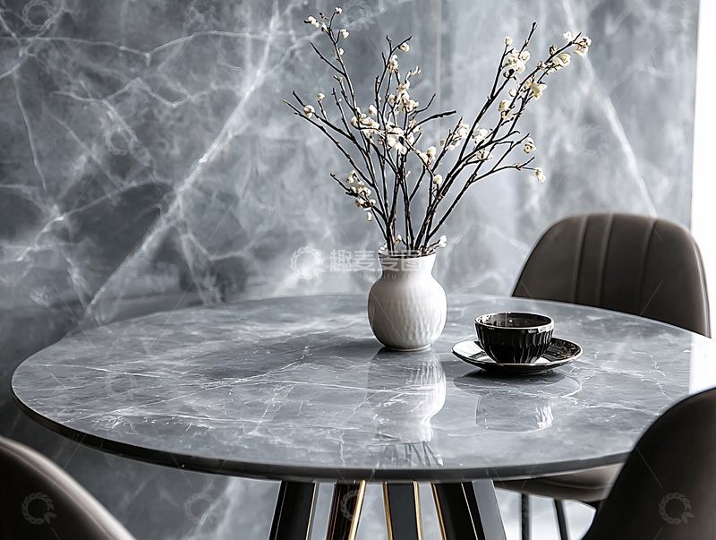 高清大图下载【趣麦麦图】灰色大理石纹圆桌
