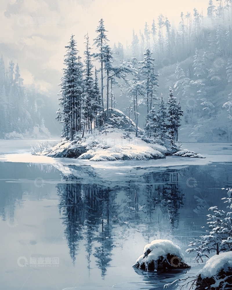 高清大图下载【趣麦麦图】冰雪湖泊