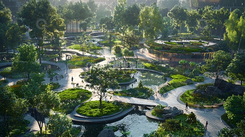 高清大图下载【趣麦麦图】绿意盎然的生态公园