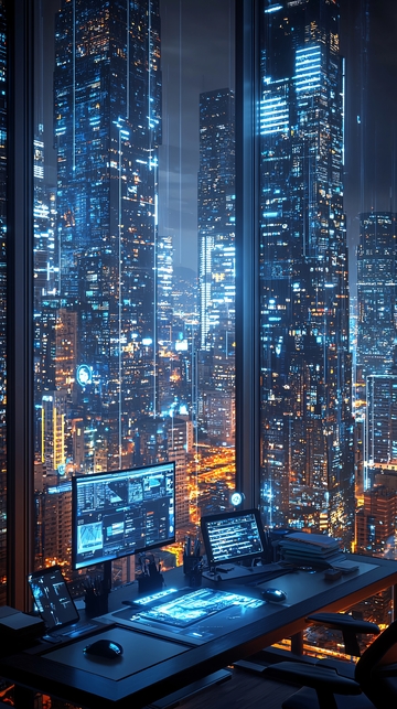 夜景都市高楼电脑桌