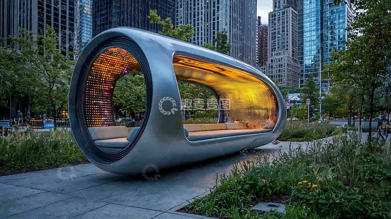高清大图下载【趣麦麦图】都市公园未来派长椅