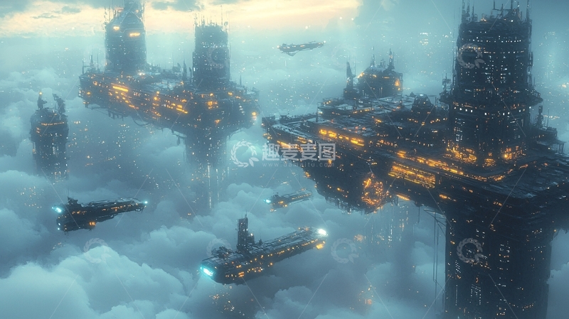 高清大图下载【趣麦麦图】云端都市