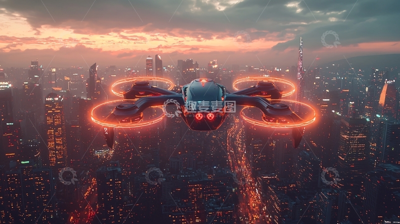 高清大图下载【趣麦麦图】未来都市飞行器