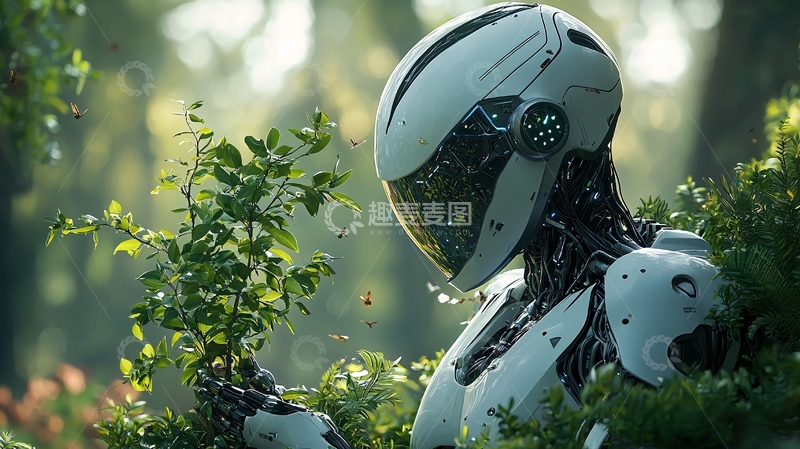 高清大图下载【趣麦麦图】森林机器人