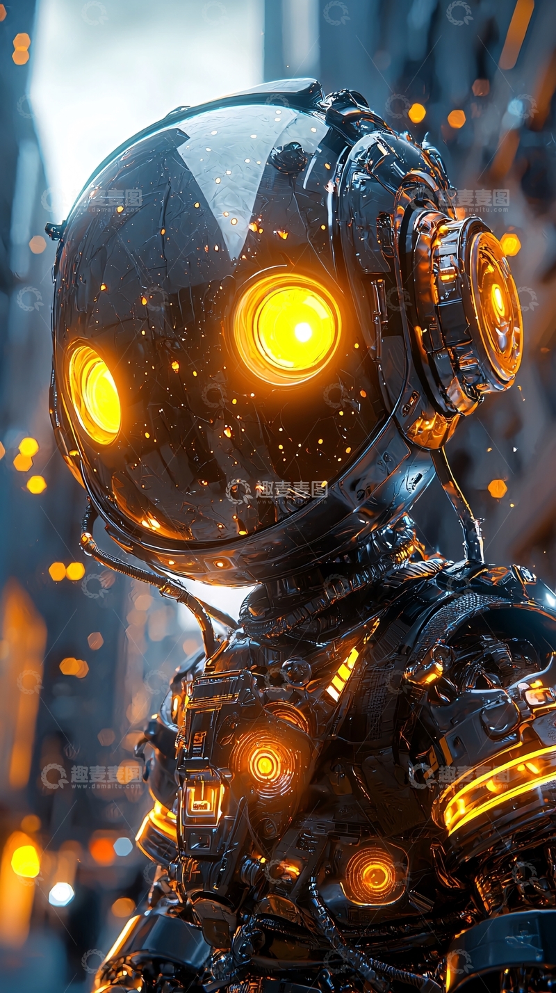 高清大图下载【趣麦麦图】未来都市小机器人