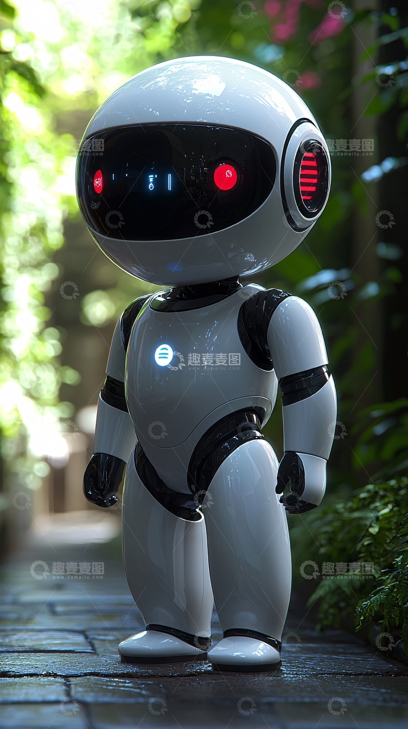 高清大图下载【趣麦麦图】可爱小白机器人