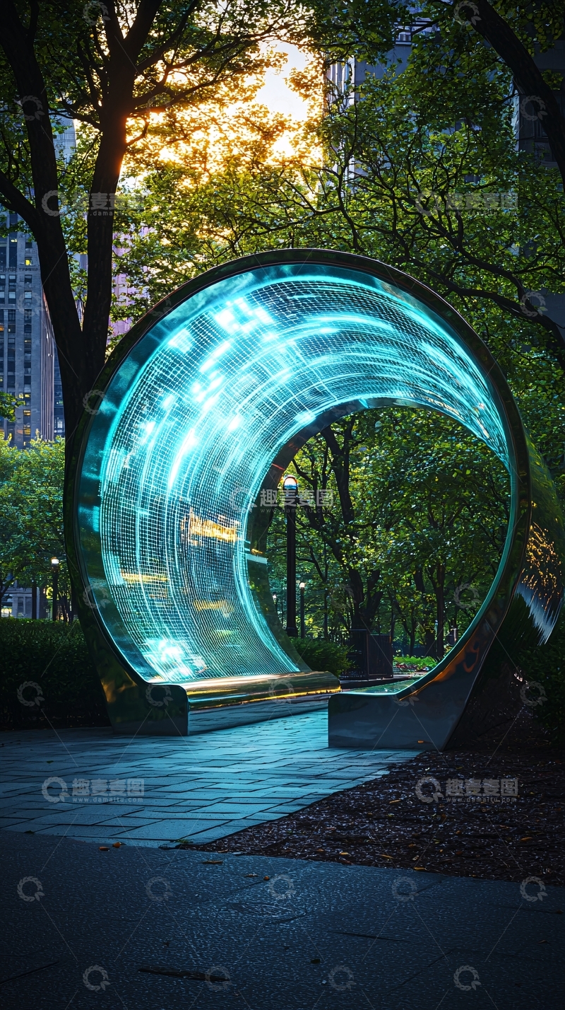 高清大图下载【趣麦麦图】光影环形艺术装置