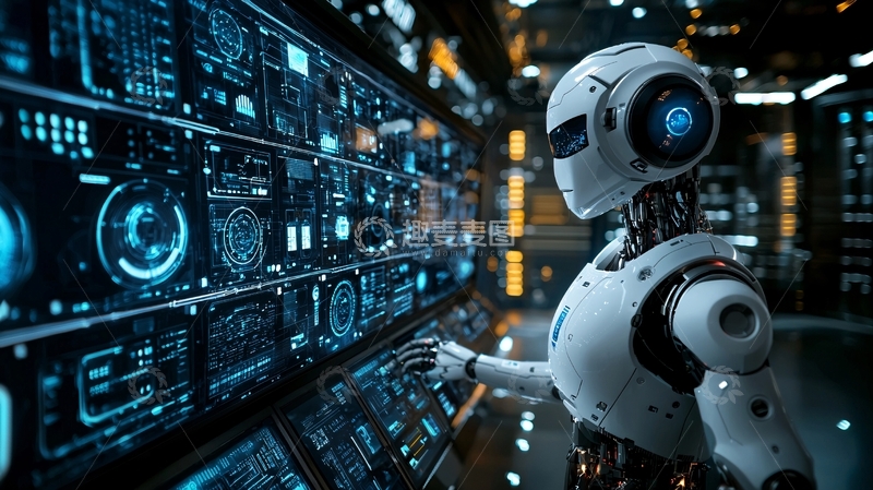 高清大图下载【趣麦麦图】机器人操控大型显示屏
