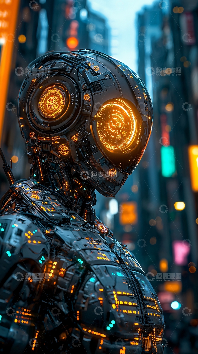 高清大图下载【趣麦麦图】未来都市机器人