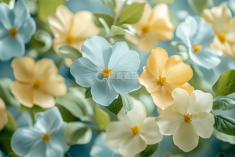 高清大图下载【趣麦麦图】蓝白黄小花