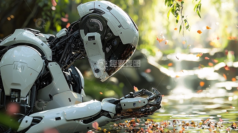 高清大图下载【趣麦麦图】机器人森林溪流