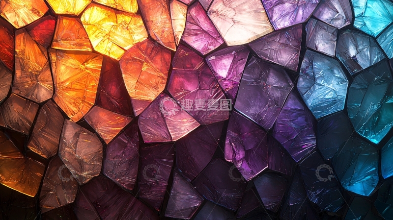 高清大图下载【趣麦麦图】彩色不规则宝石拼接