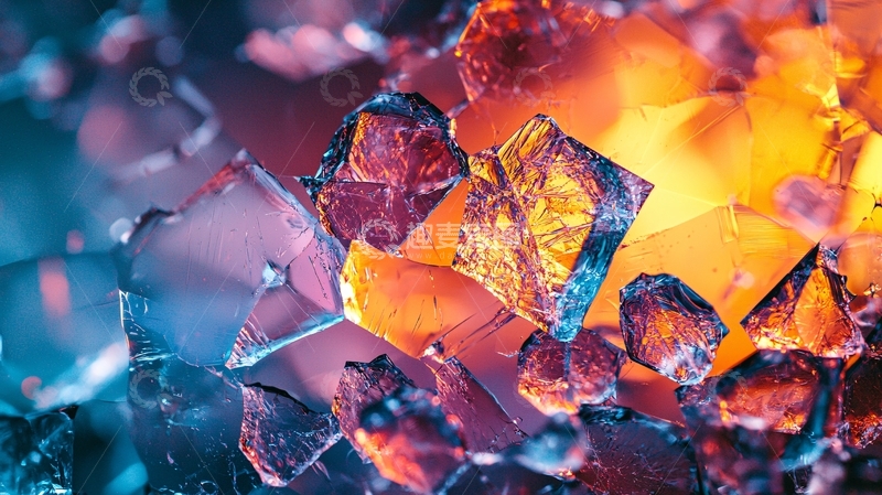 高清大图下载【趣麦麦图】火焰中的彩色水晶碎片
