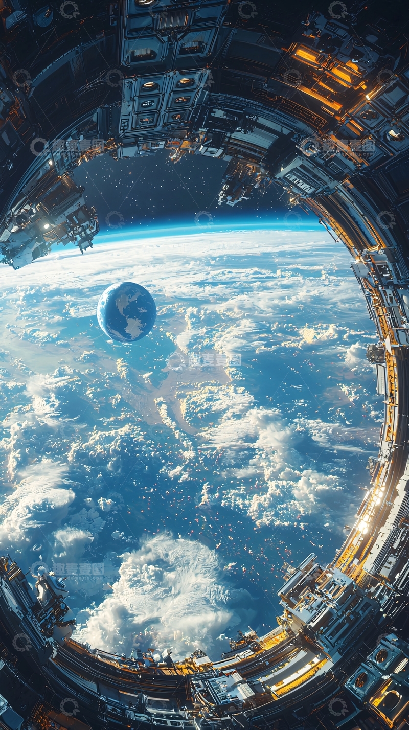 高清大图下载【趣麦麦图】太空站舷窗看地球