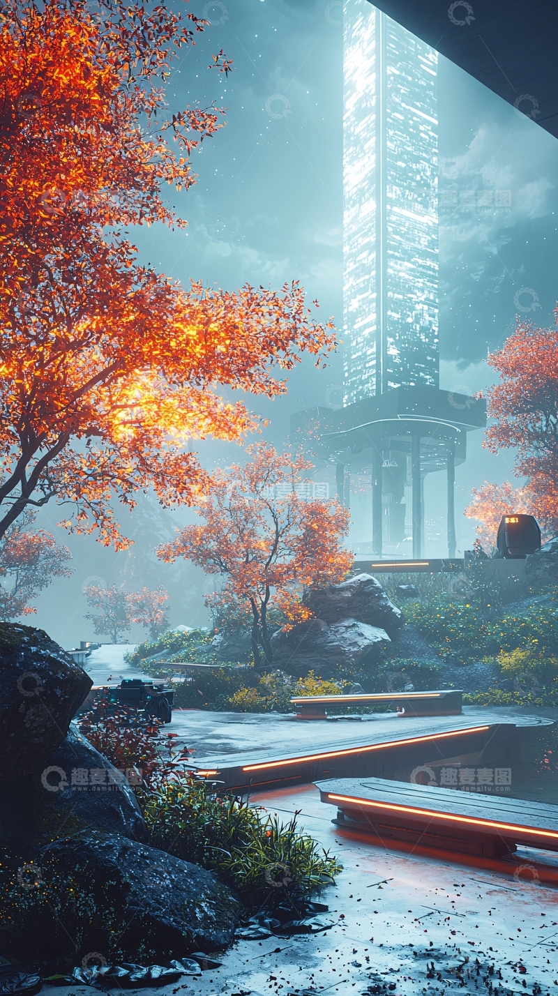 高清大图下载【趣麦麦图】未来都市秋景