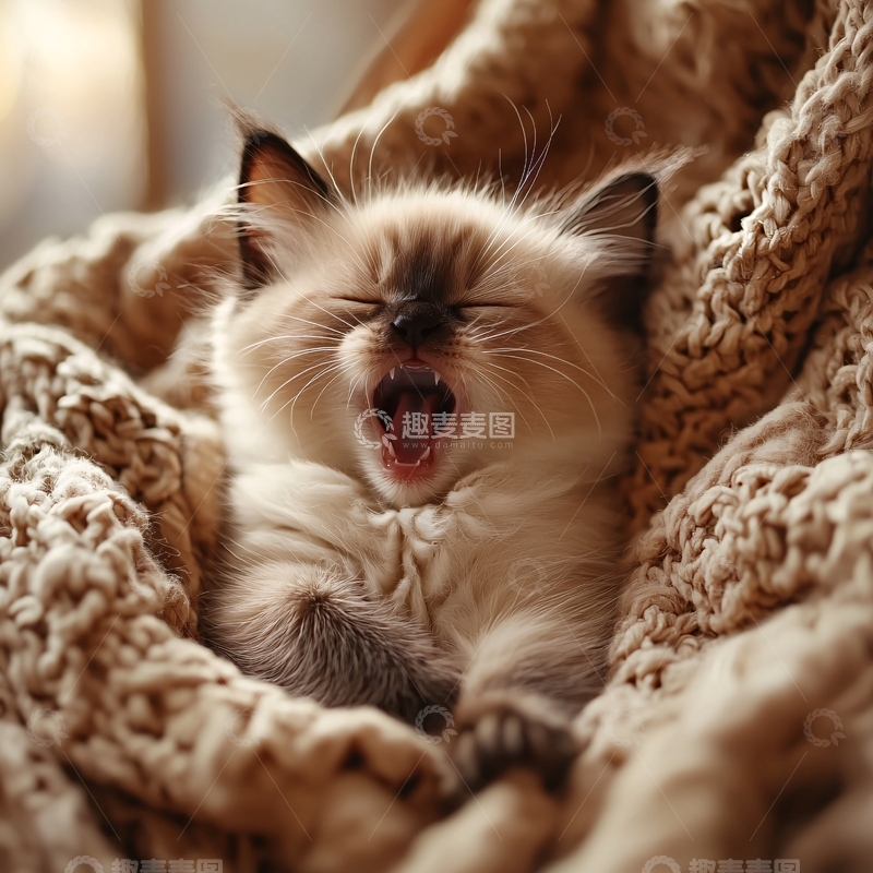 高清大图下载【趣麦麦图】可爱猫咪打哈欠