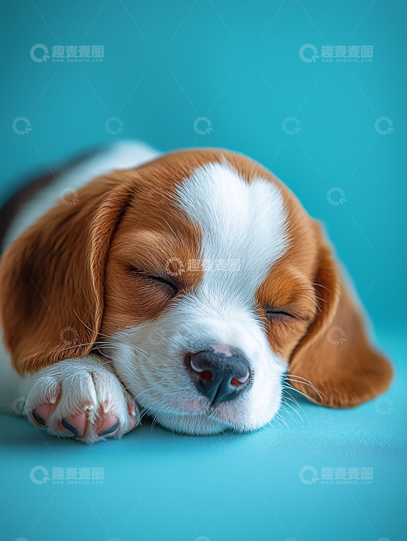 高清大图下载【趣麦麦图】可爱小猎犬幼犬睡觉