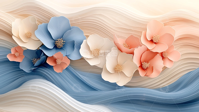 高清大图下载【趣麦麦图】轻柔飘逸的布艺花朵壁纸