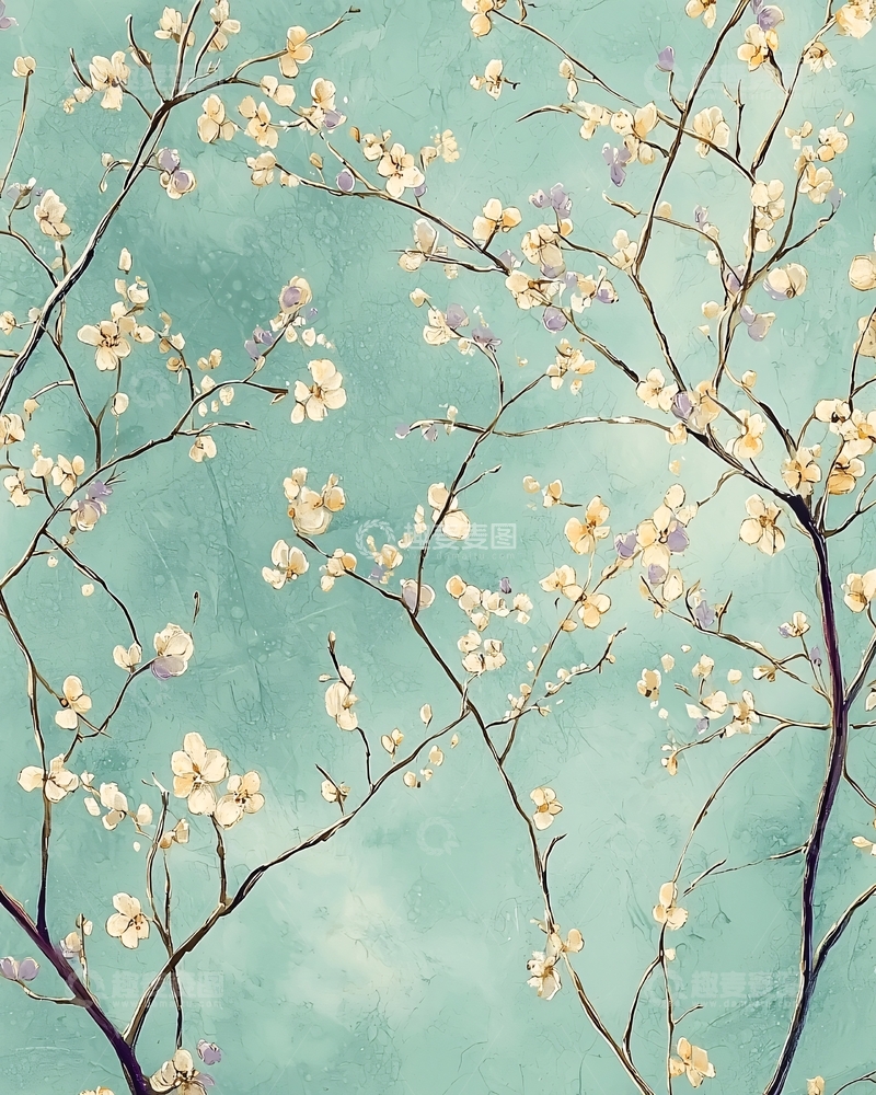 高清大图下载【趣麦麦图】浅蓝色背景的白色花朵