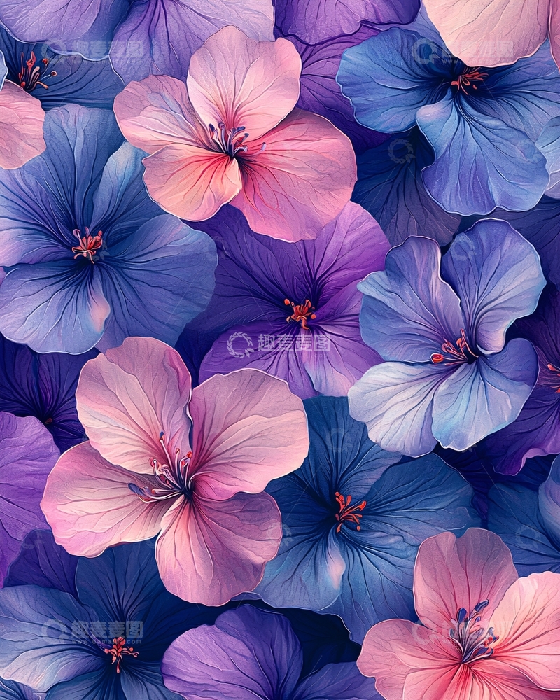 高清大图下载【趣麦麦图】梦幻紫色粉色花朵