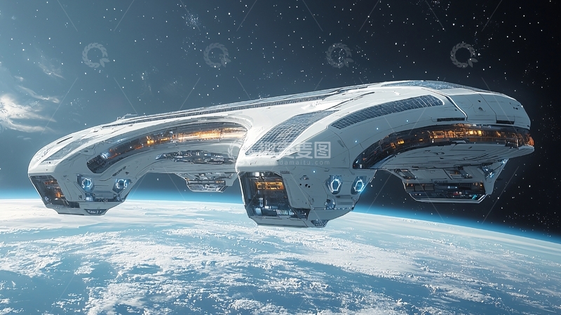 高清大图下载【趣麦麦图】宇宙飞船地球轨道