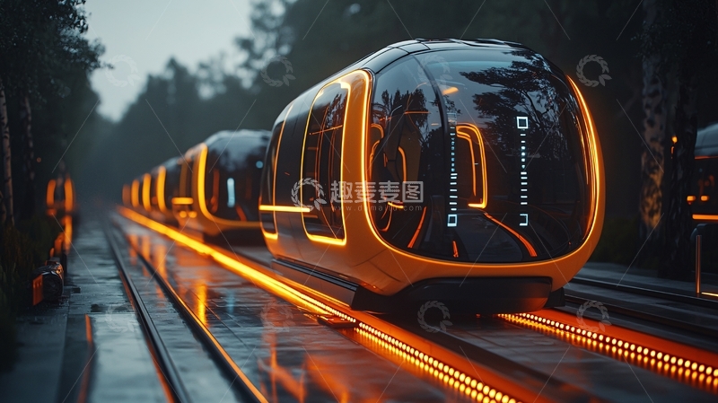 高清大图下载【趣麦麦图】未来科技感磁悬浮列车