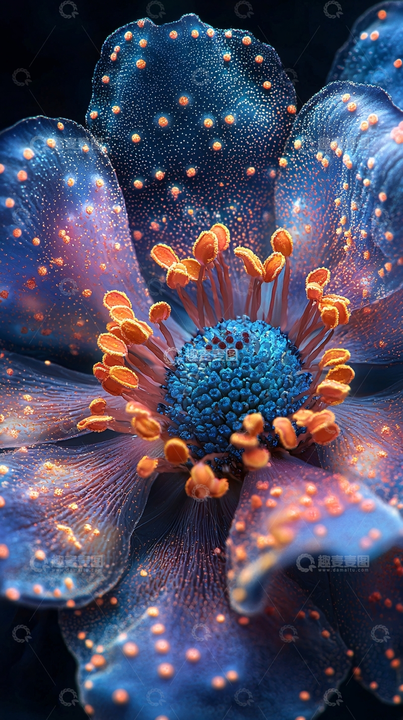 高清大图下载【趣麦麦图】梦幻蓝色花朵特写