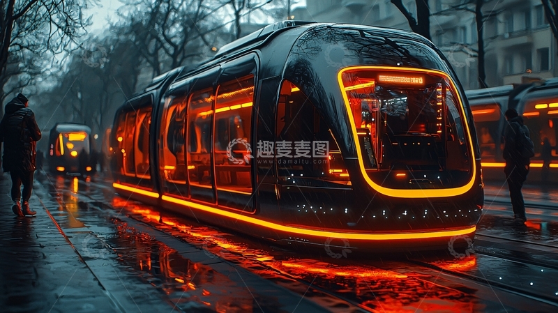 高清大图下载【趣麦麦图】未来都市电车