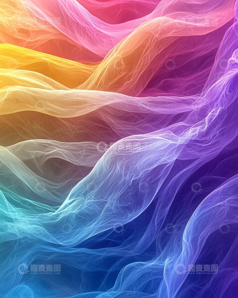高清大图下载【趣麦麦图】彩色丝绸般飘逸的线条