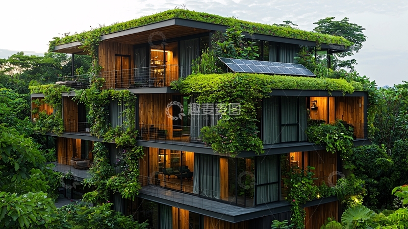 高清大图下载【趣麦麦图】绿植覆盖的现代建筑